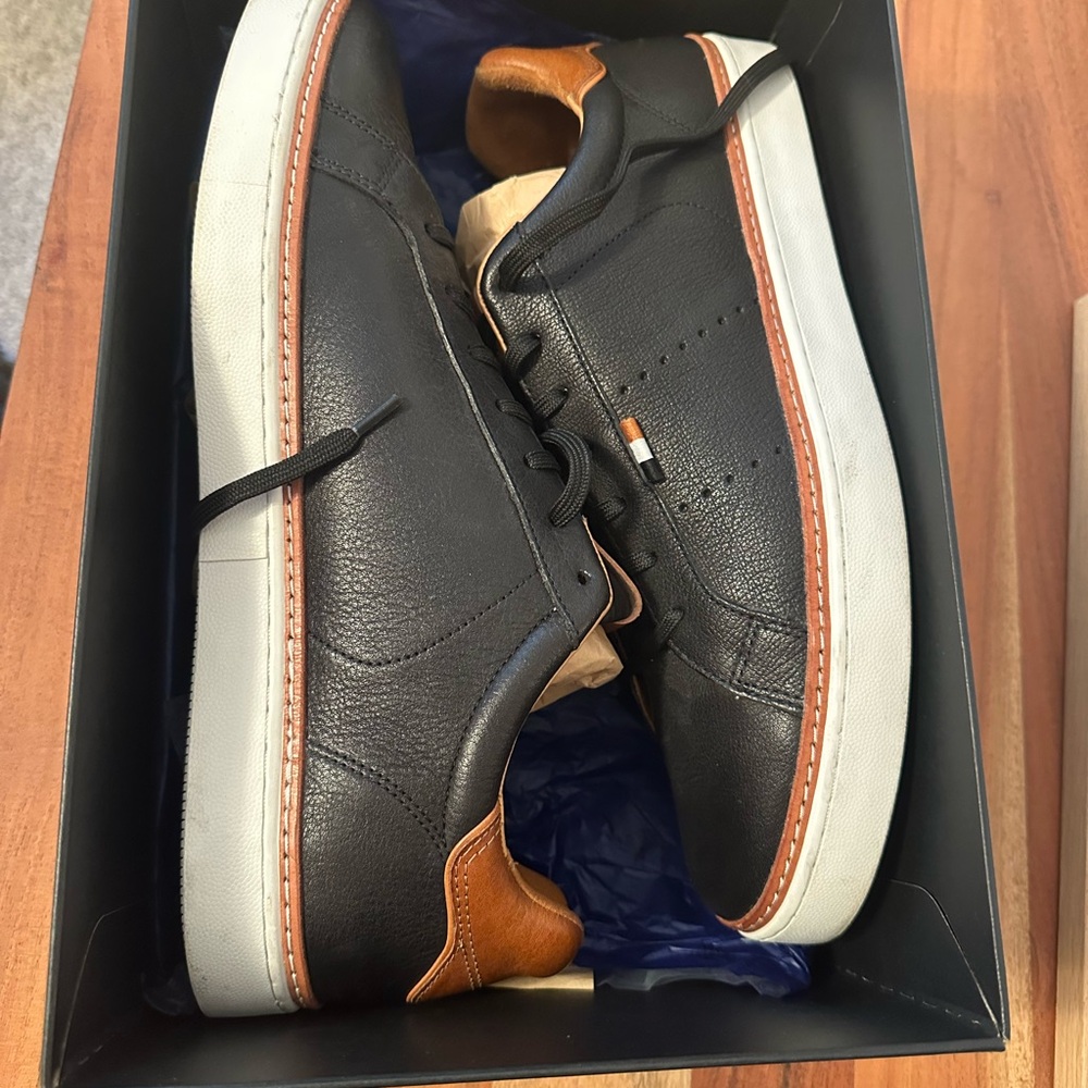 Allen Edmonds Black and Tan Leather Sneakers - Picture 11 of 12